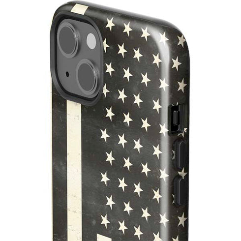 Black & White USA Flag iPhone 15 Impact Case